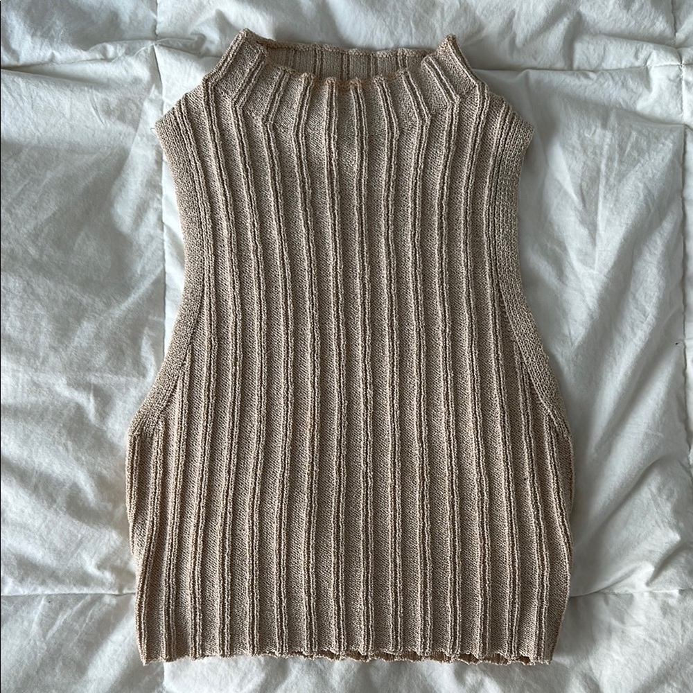 Tan Ribbed Knit Two-Piece Set - Picture 3 of 5